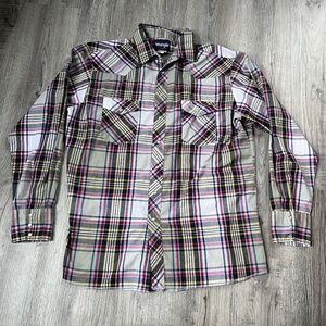 Vintage Wrangler Western Shirt Mens XLT Long Sleeve Pearl Snap Size XL TALL